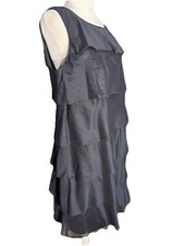 Talbots Layered Cotton Dress Black 14P
