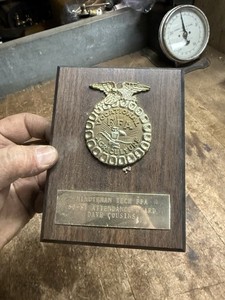 Vintage Minuteman Tech FFA Agriculture Award Norwood Trophy Wood Plaque Mass USA