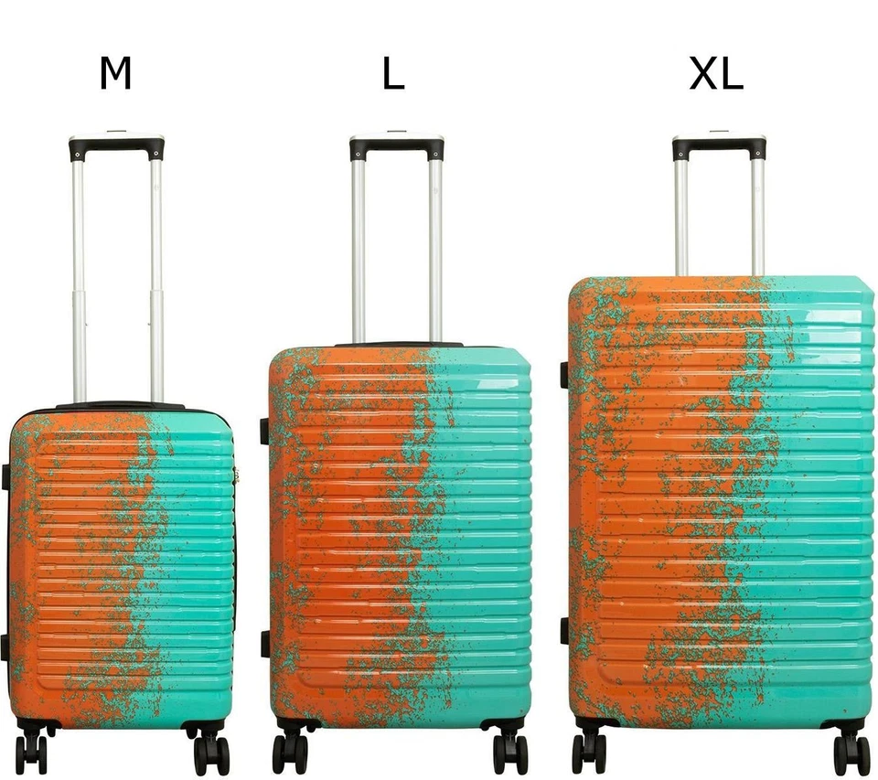 Hartschalen Trolley Zwei-Farb-Print Sierra Türkis-Orange Einzeln Set Gr. M,L,XL - Bild 2 von 4