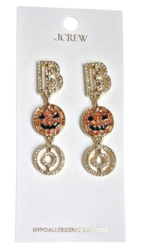 Pendientes J.Crew Factory Boo Cristal Naranja Negro Multicolor CN940 Nuevos Foto 4 de 4