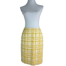 Talbots Yellow Plaid Jacquard Pencil Skirt Petites 6P New With Tags 34855015