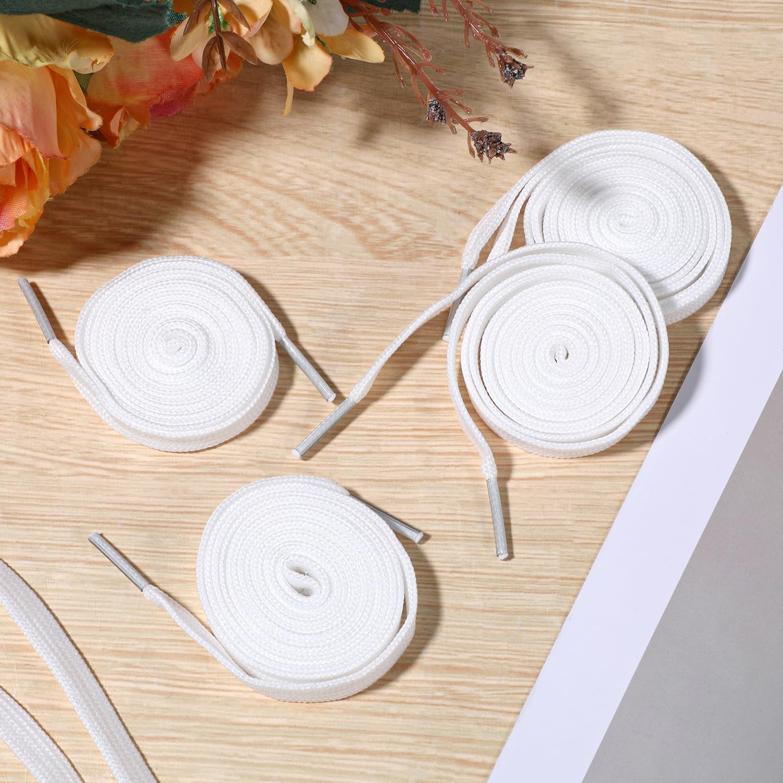 FdcZeyxior 120 Pairs Flat White Shoe Laces Bulk 47'' Long 5/16" Wide Replacem...