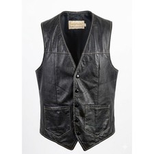 Vest M 36 Leather Californian Sportswear Co Western Biker Black Vintage