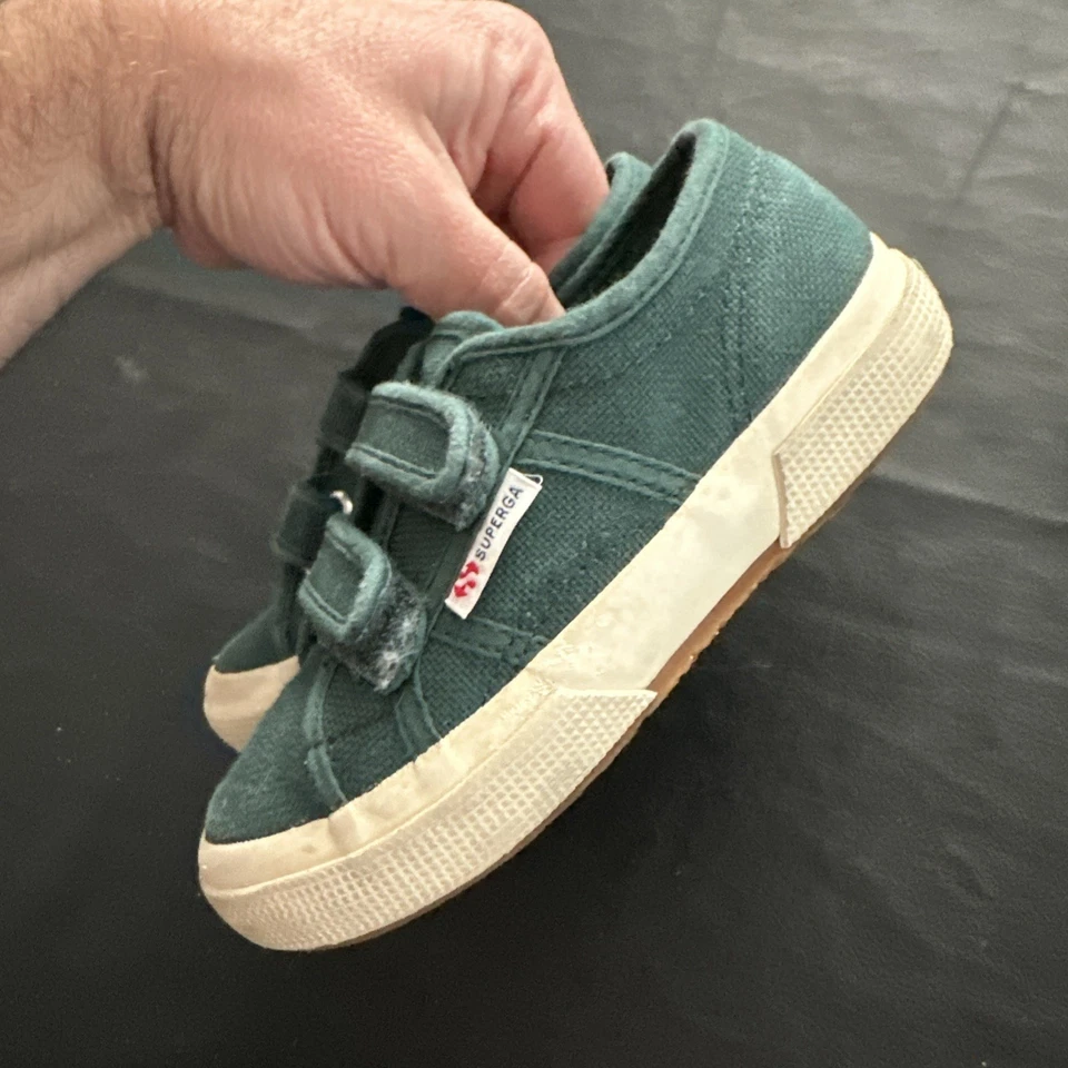 Superga Doble Gancho y Lazo Correa Lona Zapatos Tenis Talla 11 Niños Verde Foto 4 de 4