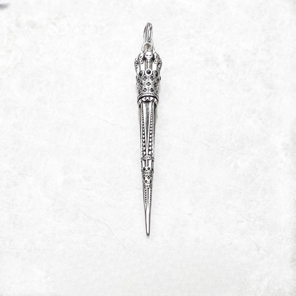 Skull Cone Blackened Pendant in Lega d'Argento Vintage Uomo Donna|Charm Teschio - Immagine 3 di 4