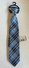 Chaps Tie Boys Navy Aqua Plaid Preppy Classic Necktie Polyester Dress Accessory