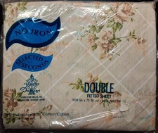 Vintage NOS Thomaston No-Iron Double Fitted Sheet 70/30 Polyester/Cotton