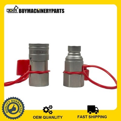 New 1/2'' Body x 3/4 NPT Flat Face Hydraulic Quick Connect Coupler Coupling Set