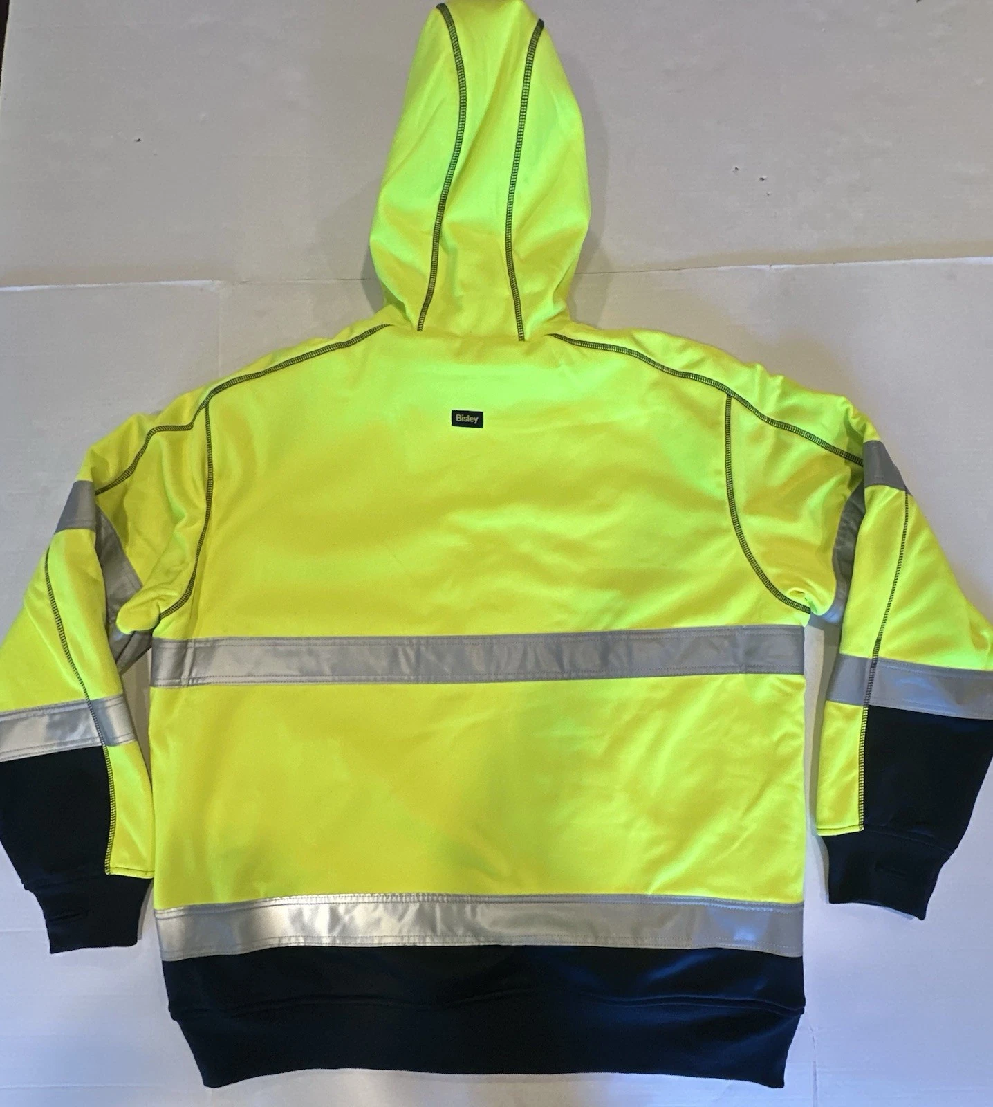 Bisley Workwear Jacket Hooded Zipper ANSI 107 R Class 3 Yellow Navy Reflect 2XL - product detail image 19