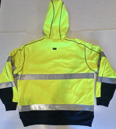 Bisley Workwear Jacket Hooded Zipper ANSI 107 R Class 3 Yellow Navy Reflect 2XL image 19