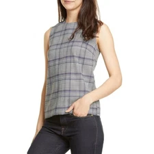 Lewit Multicolor Houndstooth Plaid Sleeveless Wool Blend Top Women's XL