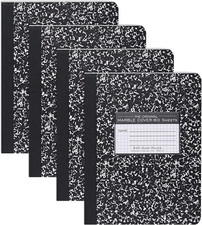 4 Pack Composition Notebooks 9.75" x 7.5" Graph Ruled 5x5 Grid 80 Sheets Black