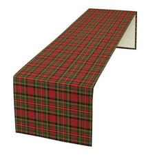 Christmas Checkered Tartan Table Runner, Red Buffalo Plaid Xmas 13x90in Xmas-1