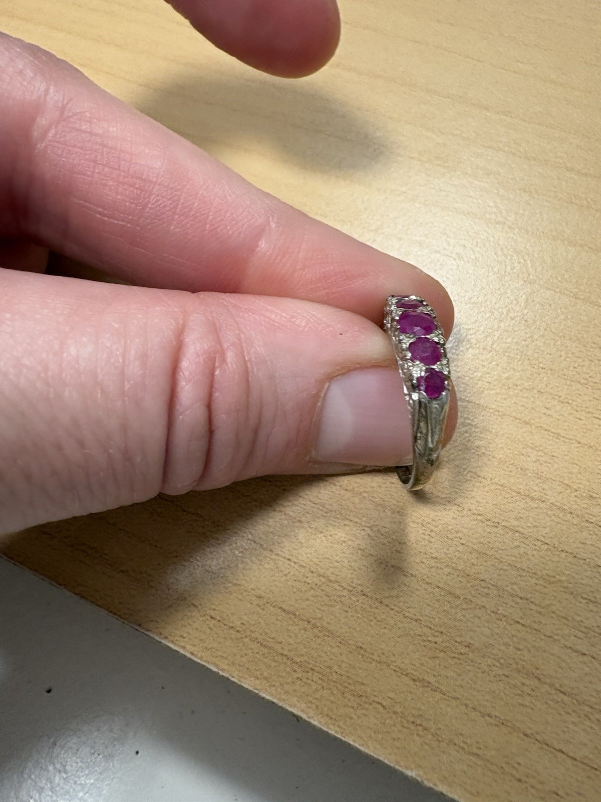 Sterling Silver 5 Stone Ruby Ring - image 5