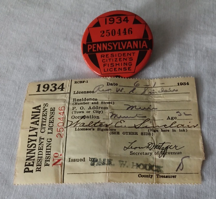 Permis De Pêche Pennsylvanie 1975 – Resident Citizens Fishing License #686032