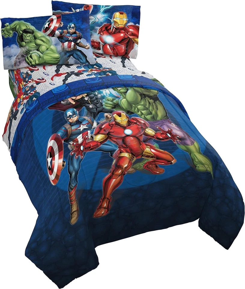 Marvel Avengers Blue Circle 5 Piece Full Bed Set - Includes Reversible Comforter - Image 2 of 4
