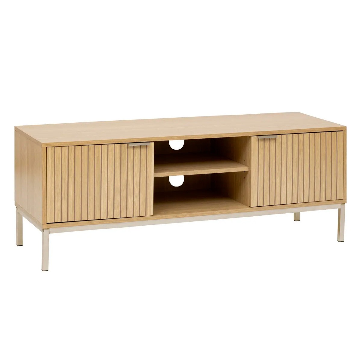 Meuble TV 120cm Tasso naturel : la solution gain de place pour petits espaces