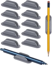 Adhesive Pencil Holders for Desk Set of 10 - Silicone Pen Holder with 15 PCS Adh