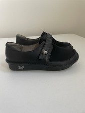 Alegria Women Brenna Shoe Clog Size 37 6.5-7 Black Leather Loafer EUC NICE