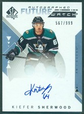 2018-19 SP Authentic Future Watch Auto #224 KEIFER SHERWOOD RC 567/999 RC Sharks
