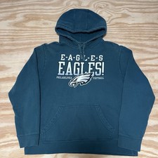 Vintage 00s Fanatics Philadelphia Eagles football Green Center Logo Hoodie Sz L