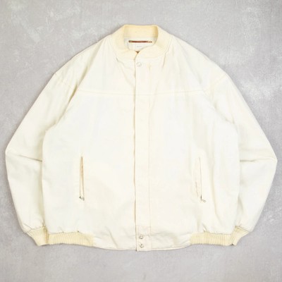Vintage Padded Bomber Jacket X-Large Men's 1990s USA Made Cream Americana