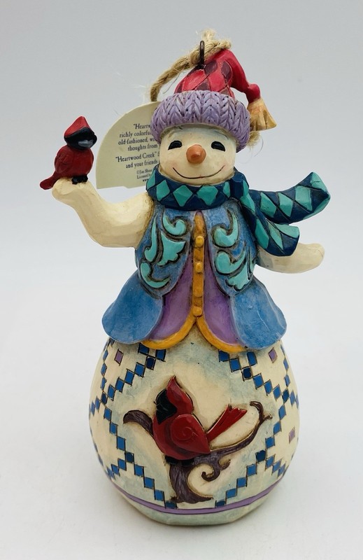 Ornament Jim Shore Snowman with Cardinal Heartwood Creek 2016 In Original Box