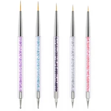 Nail Art Brushes Set 5Pcs - Double-Ended French Tip & Dotting Multiple colors 