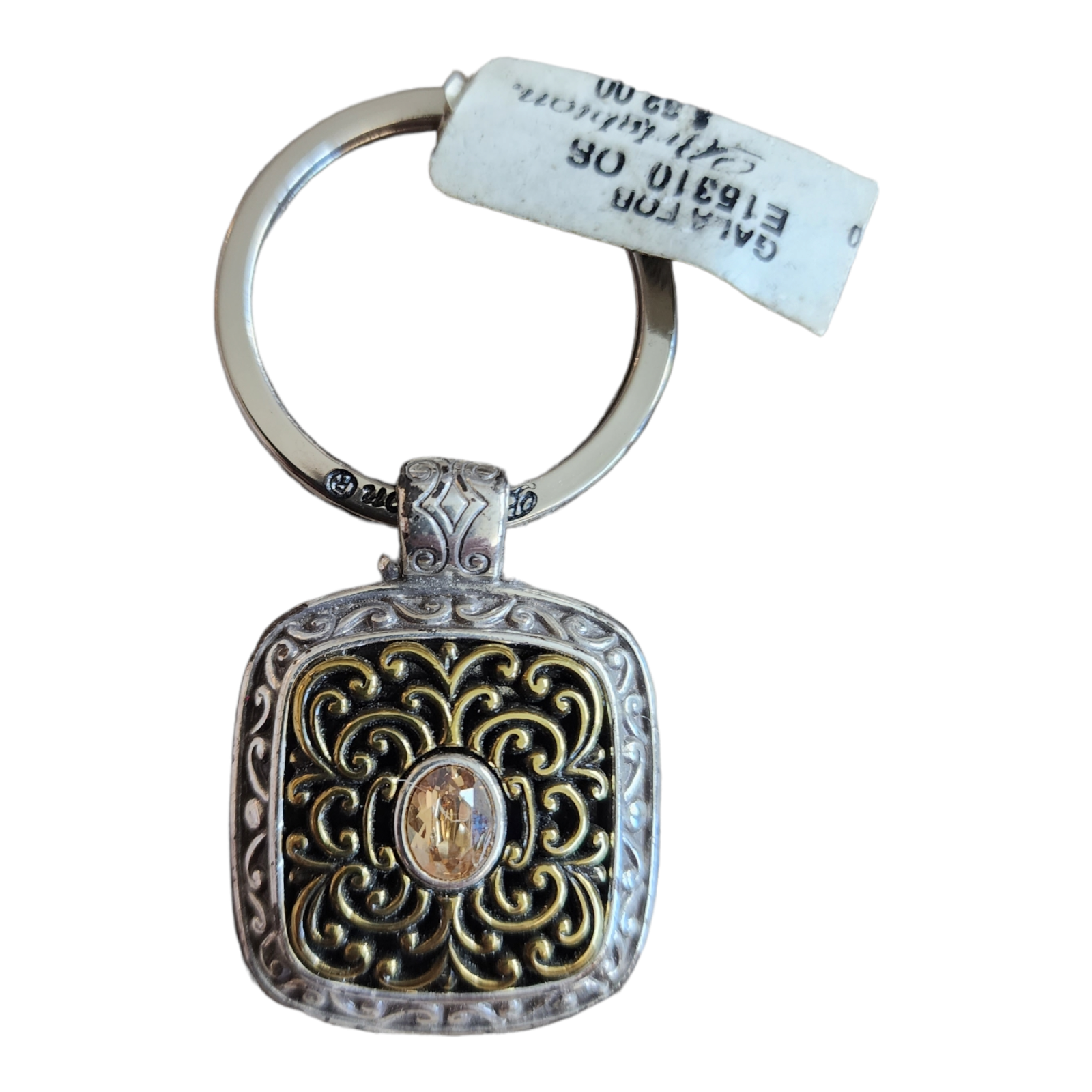 Brighton Keychain Gala Key Ring Square Silver Gold Color - Jeweled ...