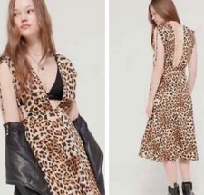 Urban Outfitters Leopard apron midi dress boho retro 90s size M