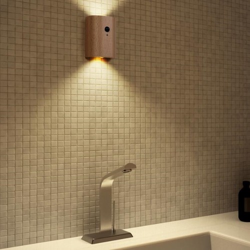 5V LED PIR Motion Sensor Induction Light USB Rechargeable Beech Wood Wall Lamp # - Picture 7 of 13