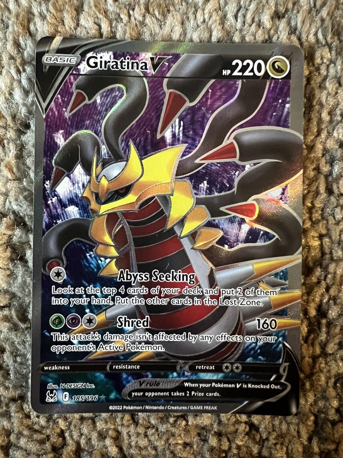 Giratina V 2022 Pokemon Sword and Shield Lost Origin #185 Full Art