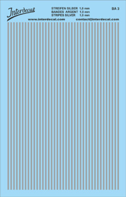 Feuilles De Décalcomanies INTERDECAL Argent - 1,0 Mm D'épaisseur, 119x79 Mm - Neuf, Fabrication Allemagne
