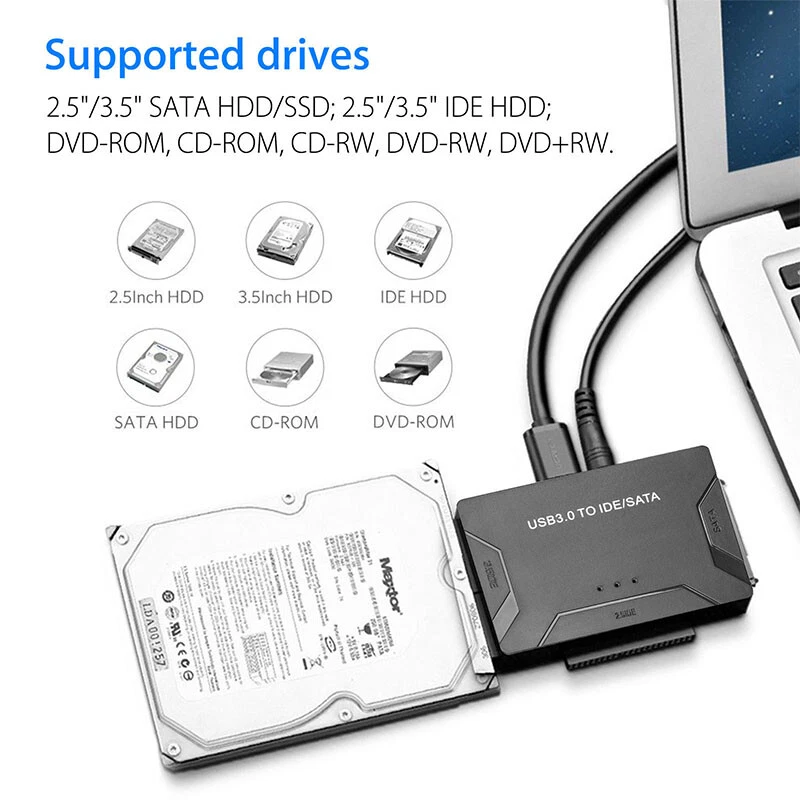 USB 3.0 to IDE & SATA Converter External Hard Drive Adapter Kit 2.5"/3.5" Cable - Image 4 of 4