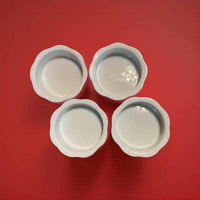 Xcell 4 White Crème Brûlée Ramekins porcelain custard dishes PRISTINE Never Used