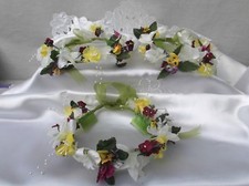 Yellow/Pink Multi  Flower Circlet - Flower Girl; Wedding Halo - by Valerie J