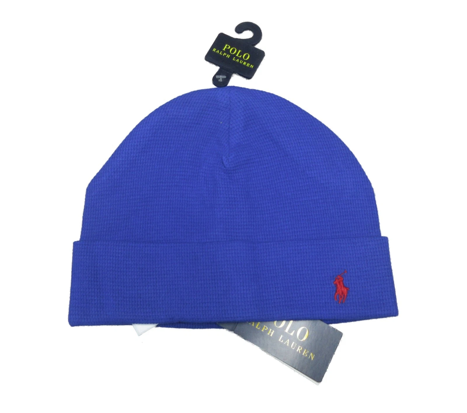 Polo Ralph Lauren Men's Royal Blue Cotton Ribbed Cuff Thermal Beanie