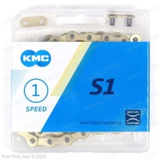 KMC S1 Gold 1/8" Single-Speed Chain 112L BMX Cruiser Fixed Bicycle 112-Link