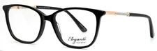 ELEGANTE EL46 Black Womens Semi Cat Eye Full Rim Eyeglasses 53-16-140 B:41