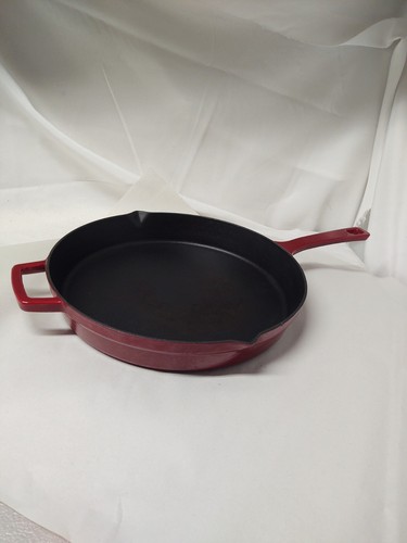 Martha Stewart Collection 12" Cast Iron Red Enamel Skillet Frying Pan - Afbeelding 2 van 24
