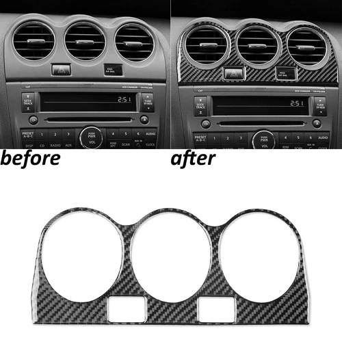 Real Carbon Fiber Console Air Vent Outlet Sticker For Nissan Altima 2008-2012 - Picture 2 of 5