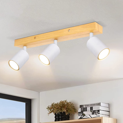 Faretti Da Soffitto Orientabili 3 Luci GU10 - In Alluminio Bianco, Regolabili, Per Interni Moderni - Foto 3