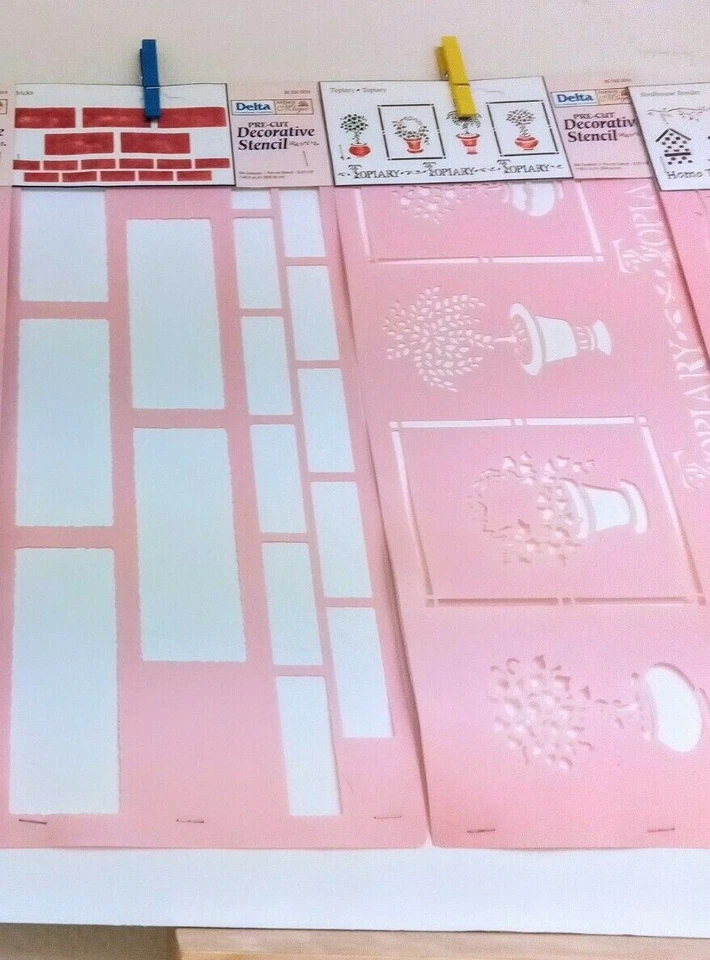 LOTE Juego De 4 Plantillas Delta Hiedra Rosas Florales Buzón Pajareras Ladrillo Jardín Foto 3 de 4