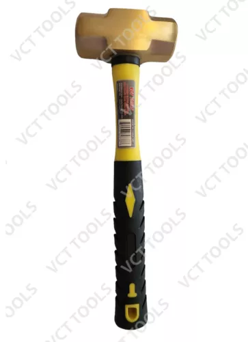 2 Pound Solid Brass Hammer with Fiberglass Handle Non Marring Non Sparking 2lb