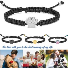 Pet Paw Print Cremation Jewelry Urn Bracelet for Ashes Rope Braided Bracelet USA