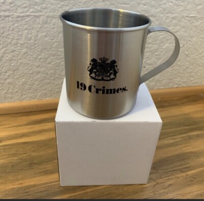 19 Crimes Wine Advertising Promo Silver Tin Cup Mug  New Jail Criminals 