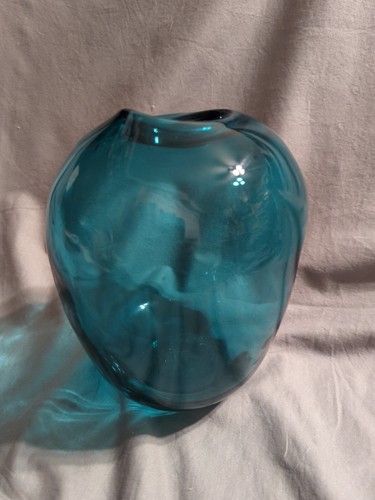 Unmarkierte Kunst Glaspflanzgefäß/Vase, handgeblasen, eingeklemmte Öffnung, 8 Zoll GEBRAUCHT - Bild 4 von 11
