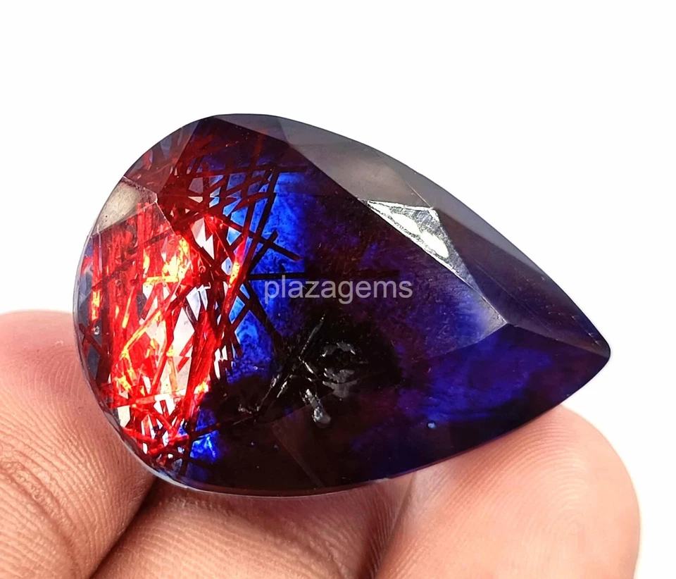 Rare Bi-Color Rutilated Quartz 66 Ct Certified Pear Cut Loose Gemstone 4AUU - Image 2 of 4