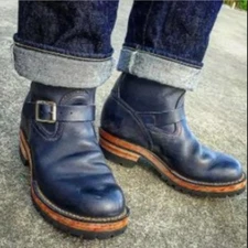 Handmade Men Blue biker boots, Men motorcycle boots, Leather Knee boots for men