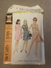 McCalls 8785 Pattern Dress Size 12 Miss Precut Vintage 1967 Two Versions